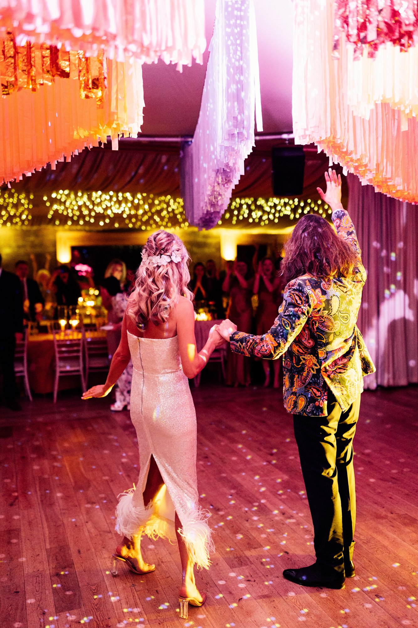 Colourful wedding with disco theme