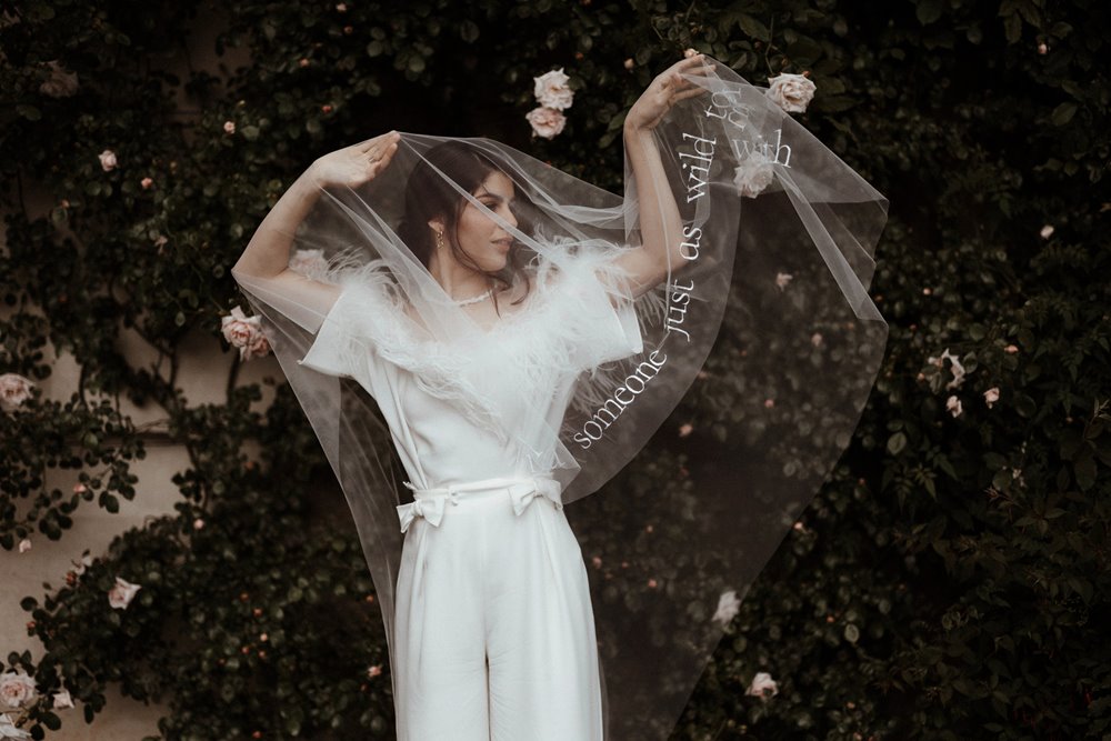 Bridal wear inspiration for moody dark aesthetic wedding fashion fine art photography