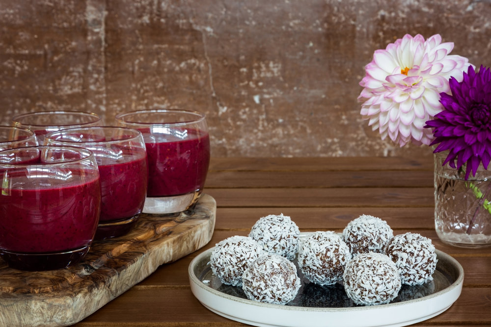 Protein balls and power smoothies to fuel your yoga practice at wellbeing retreat at Elmore Court