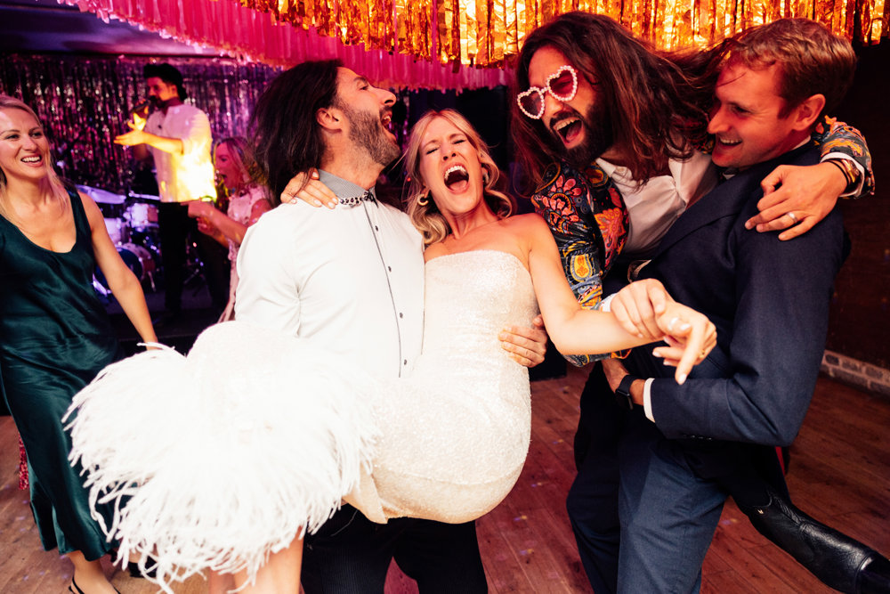 Colourful wedding with boho disco vibes