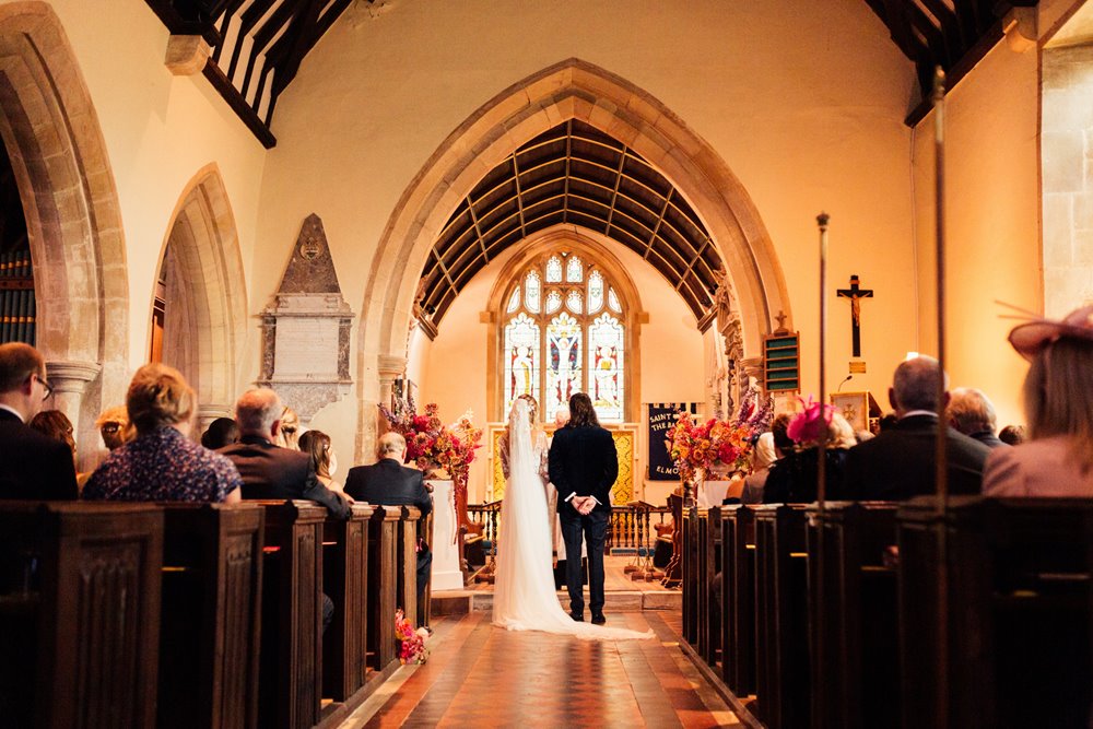 wedding ceremony in pretty church in the UK