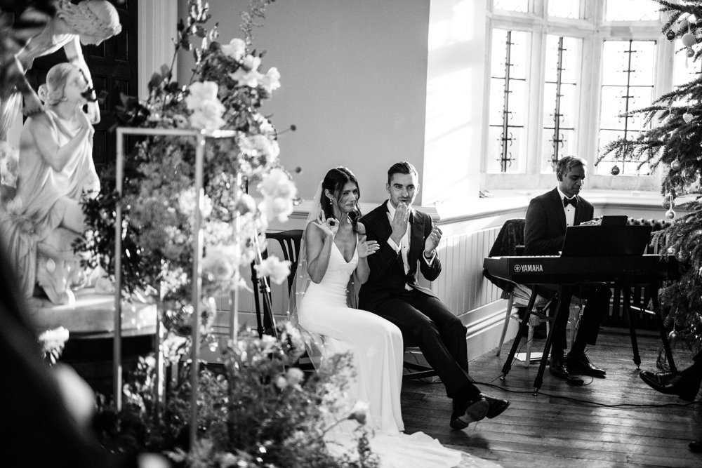 Post Christmas party wedding in black tie