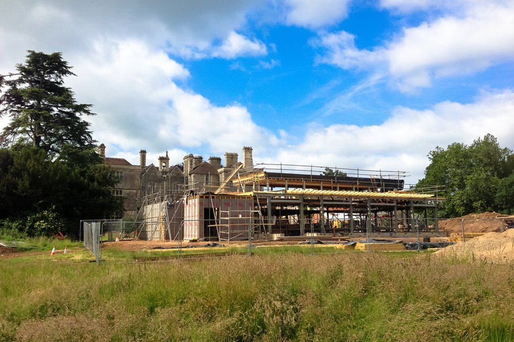 Eco building The gillyflower being built ready for launch party for wedding and events at elmore court in 2013