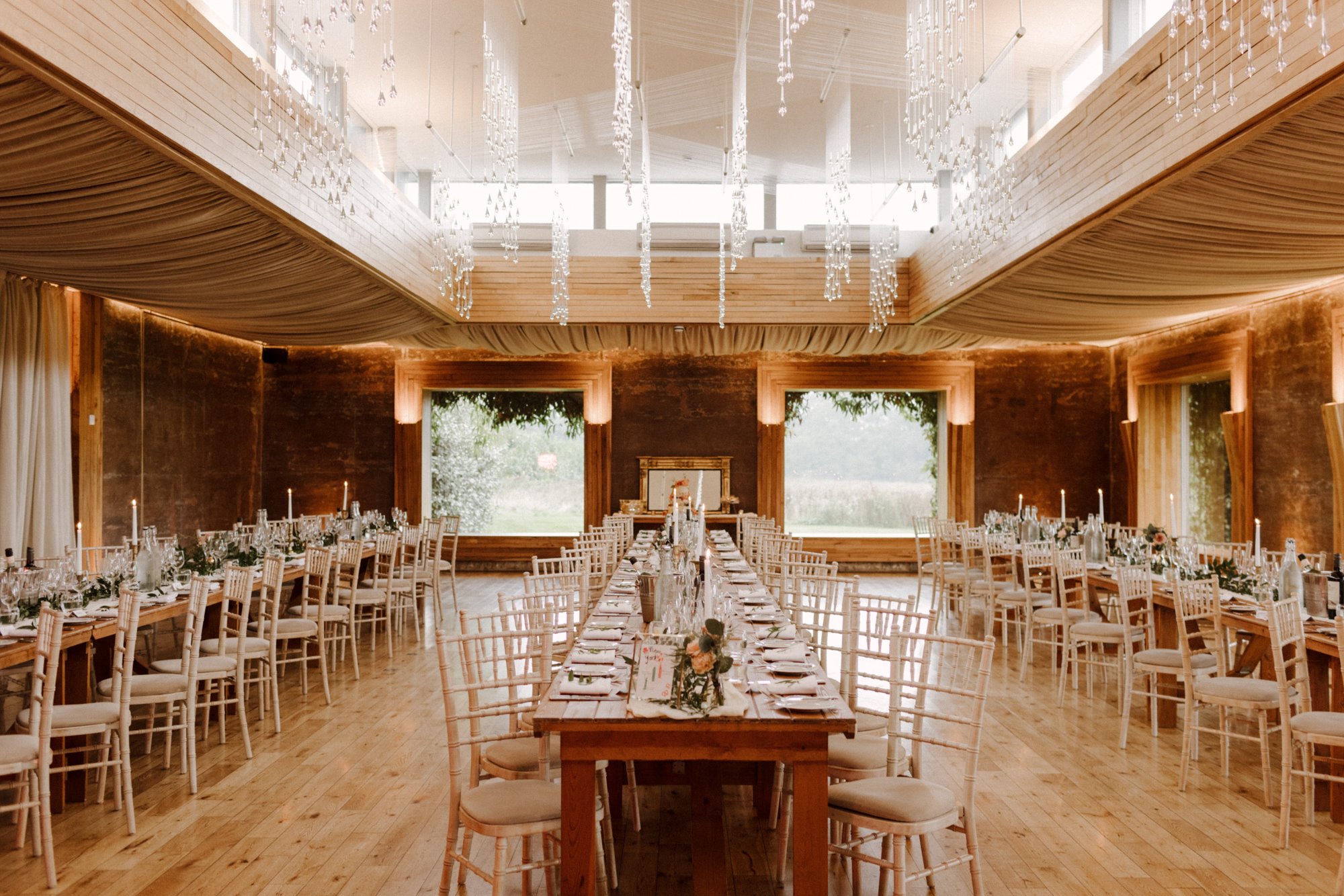 September wedding reception at sustainable venue in the cotswolds