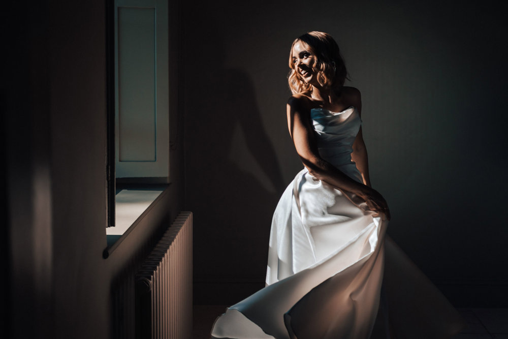 Bride in window light