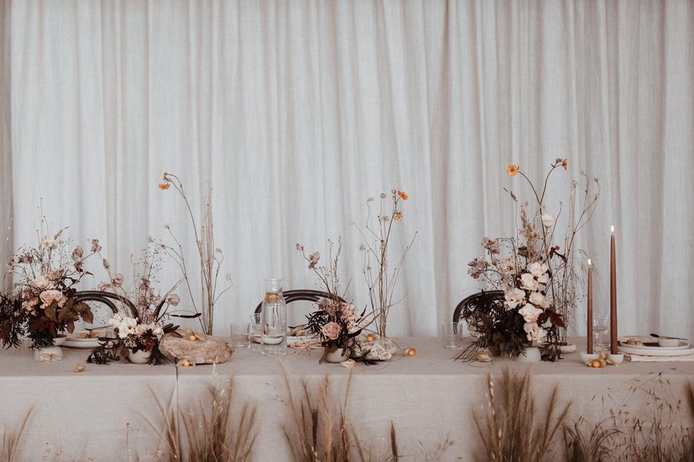 eco wedding reception with natural colours and real candles