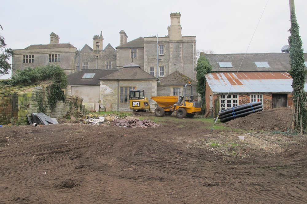 Mansion house elmore court amidst building works in the lead up to opening for wedding and events in 2013