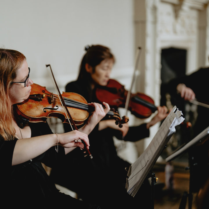 Wedding string quartet Nero playing at stately home venue elmore court in Gloucestershire 