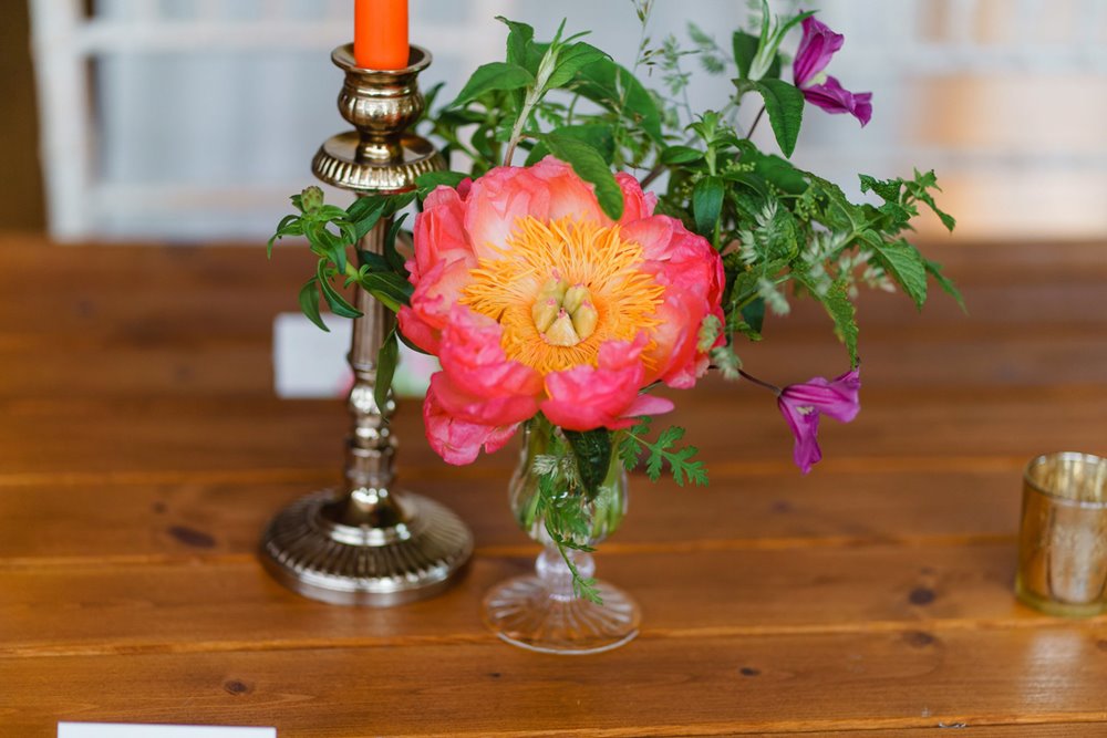 Bright pink wedding flowers by amber persia