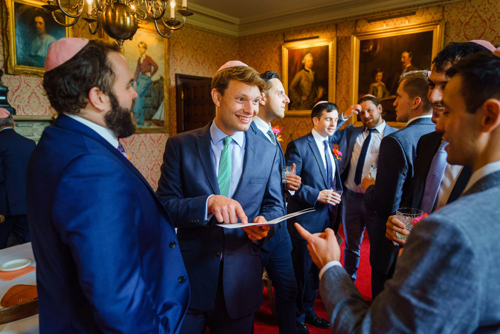 men at Jewish wedding ceremony tish at elmore court