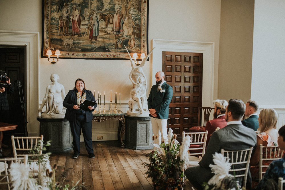 Dark wedding ceremony with black candles