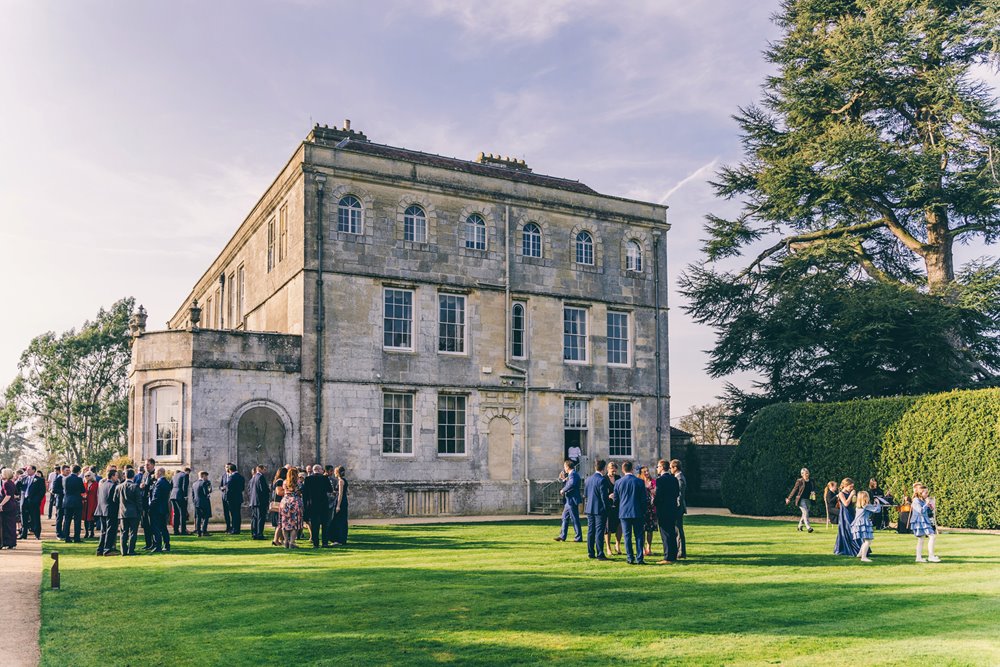 stately home elmore court in the spring sunshine