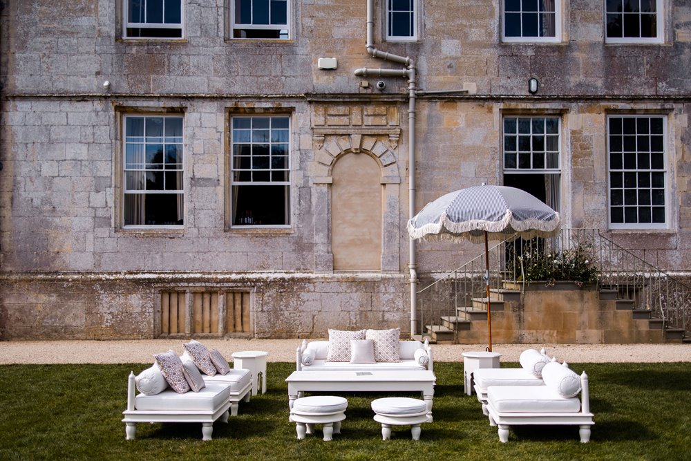 Gorgeous garden furniture on the east lawn by RAJ tent club