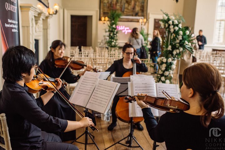 String quartet for weddings playing at elmore court stately home in the cotswolds
