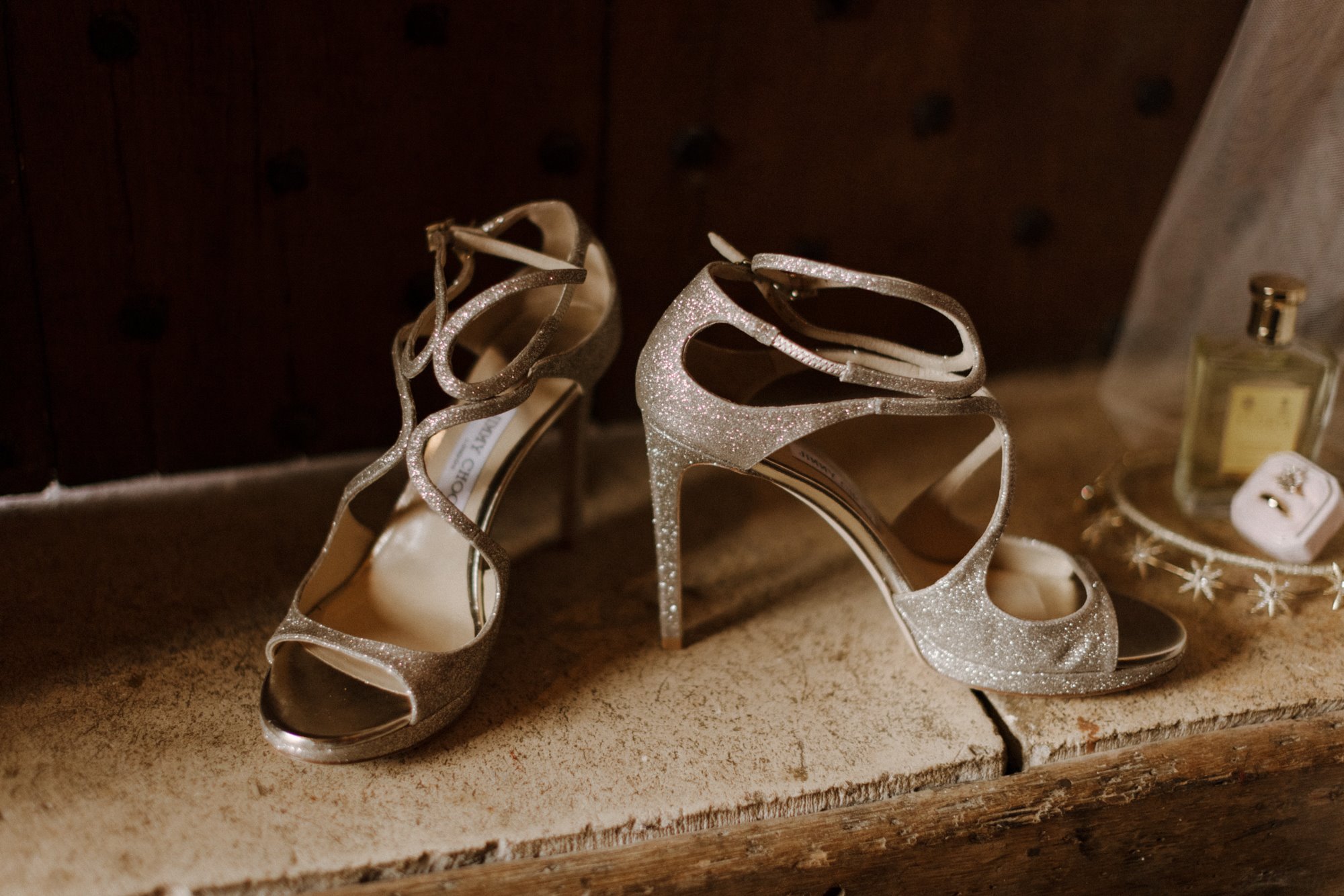 Jimmy choo golden wedding shoes