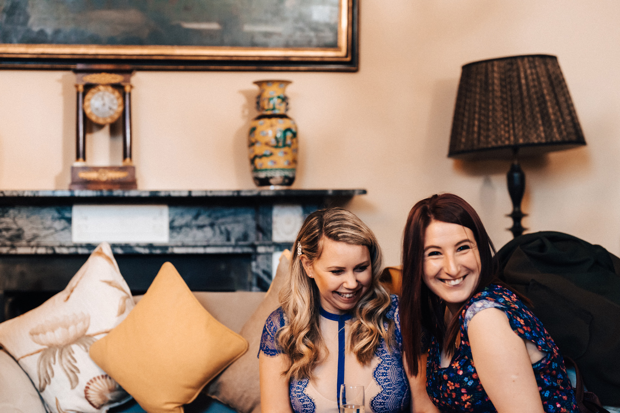 laughing guests having fun at drinks reception