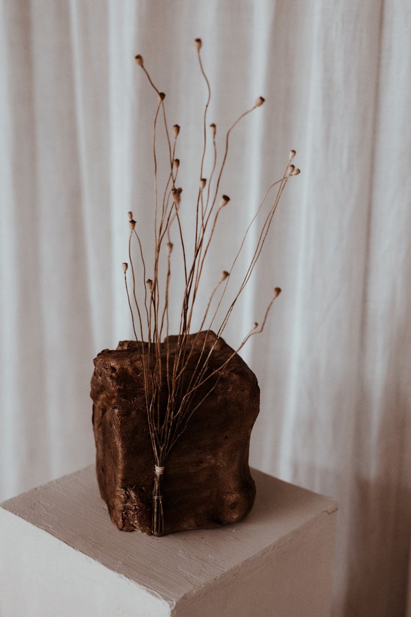 wild art wedding details at this modern rewilding reception at elmore court