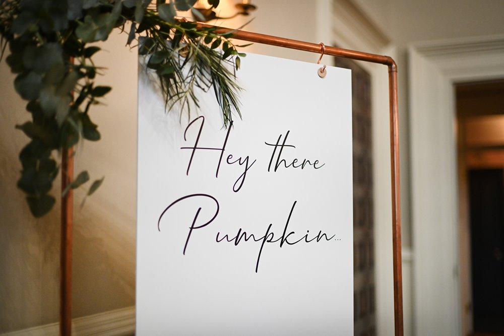 Hey there pumpkin wedding sign for a pumpkin themed wedding in october