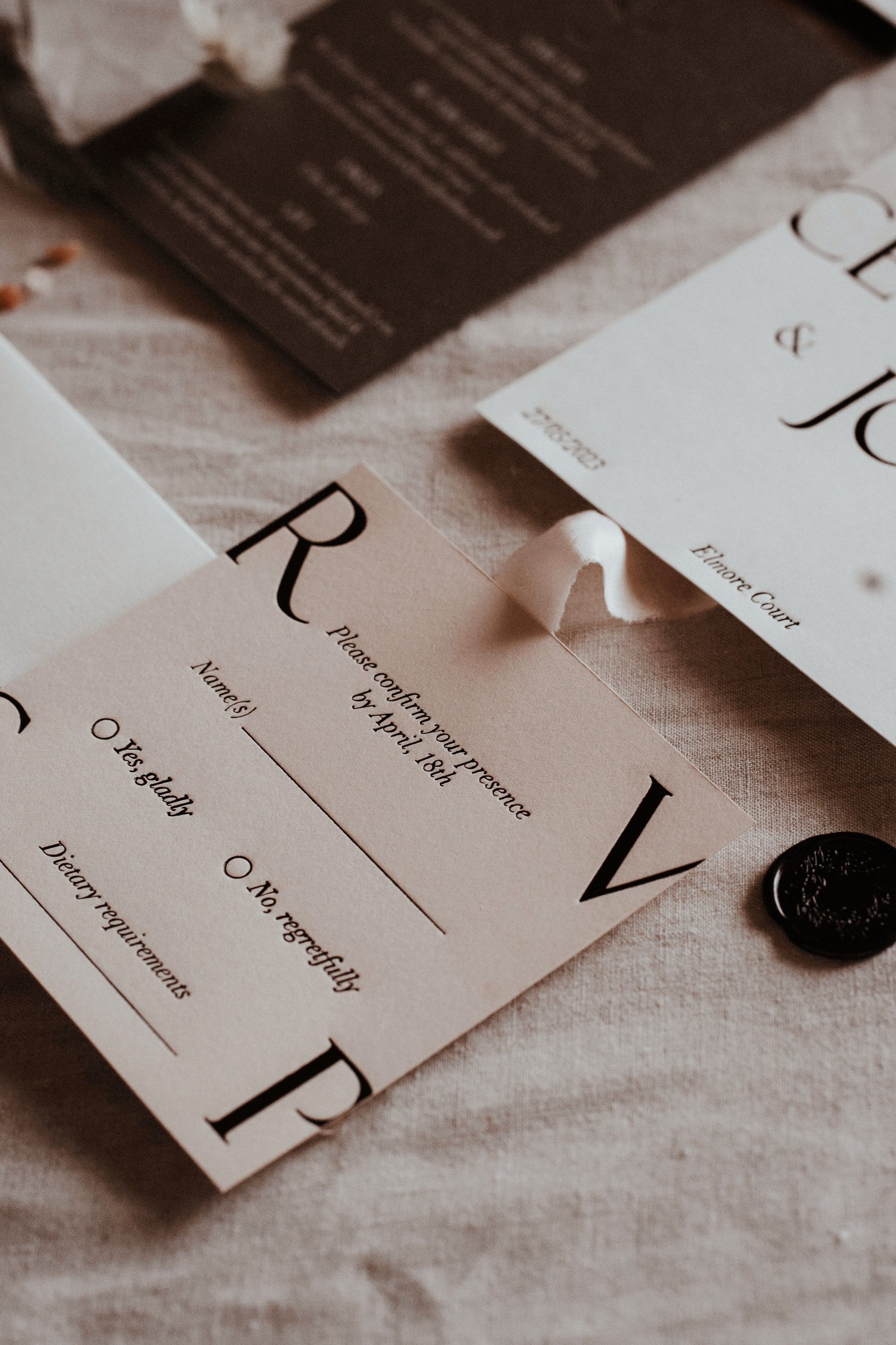 Fine art wedding stationery using recycled materials and sustainable printing for eco inspiration