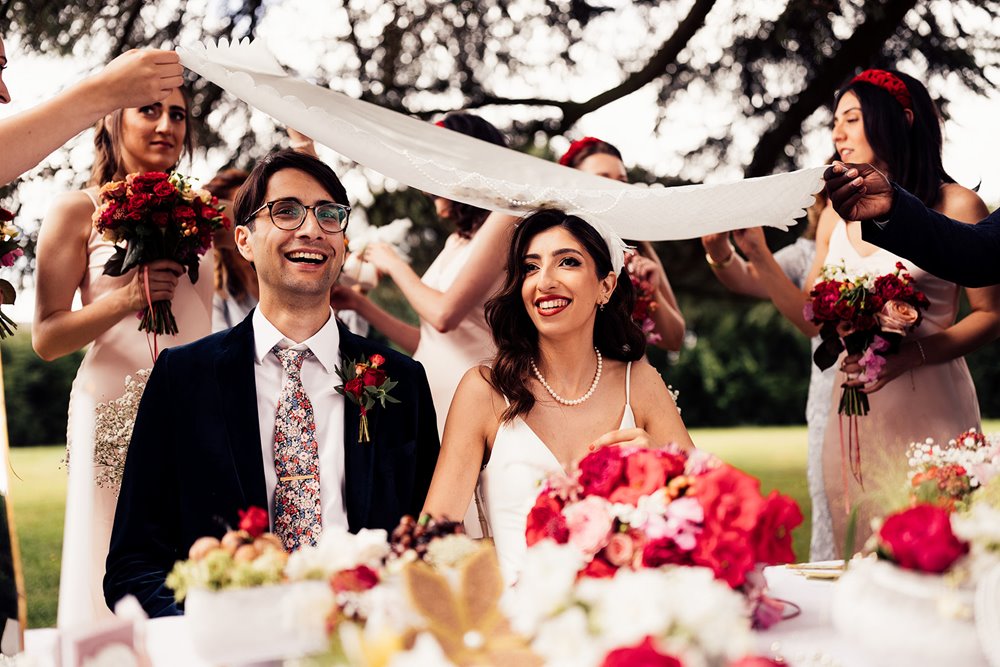 Sofreh ye Aghd and sugar ceremony at cotswolds wedding venue elmore court