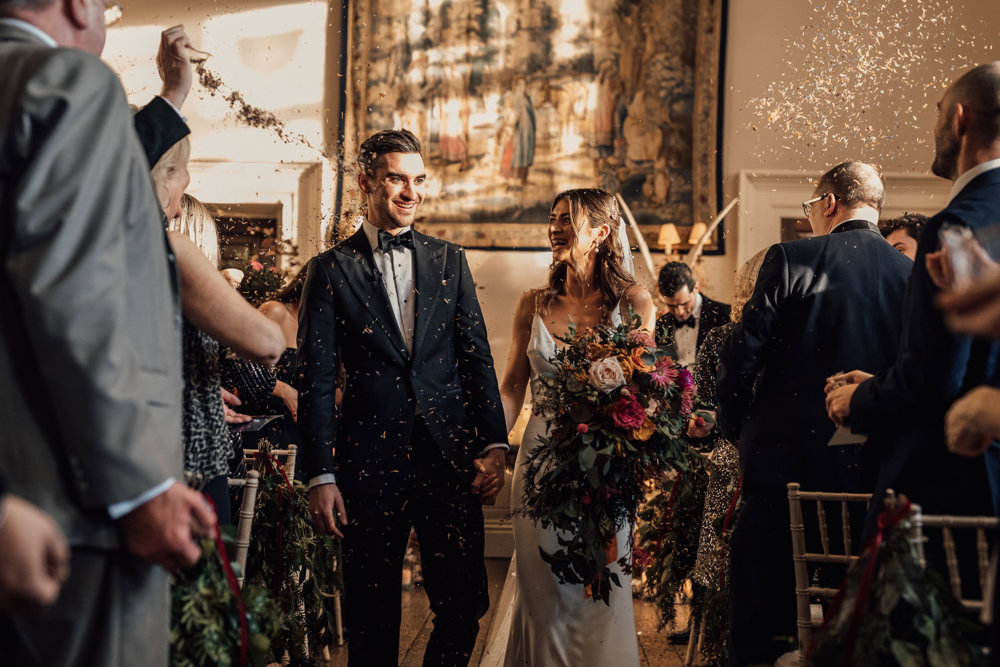 Post Christmas party wedding in black tie