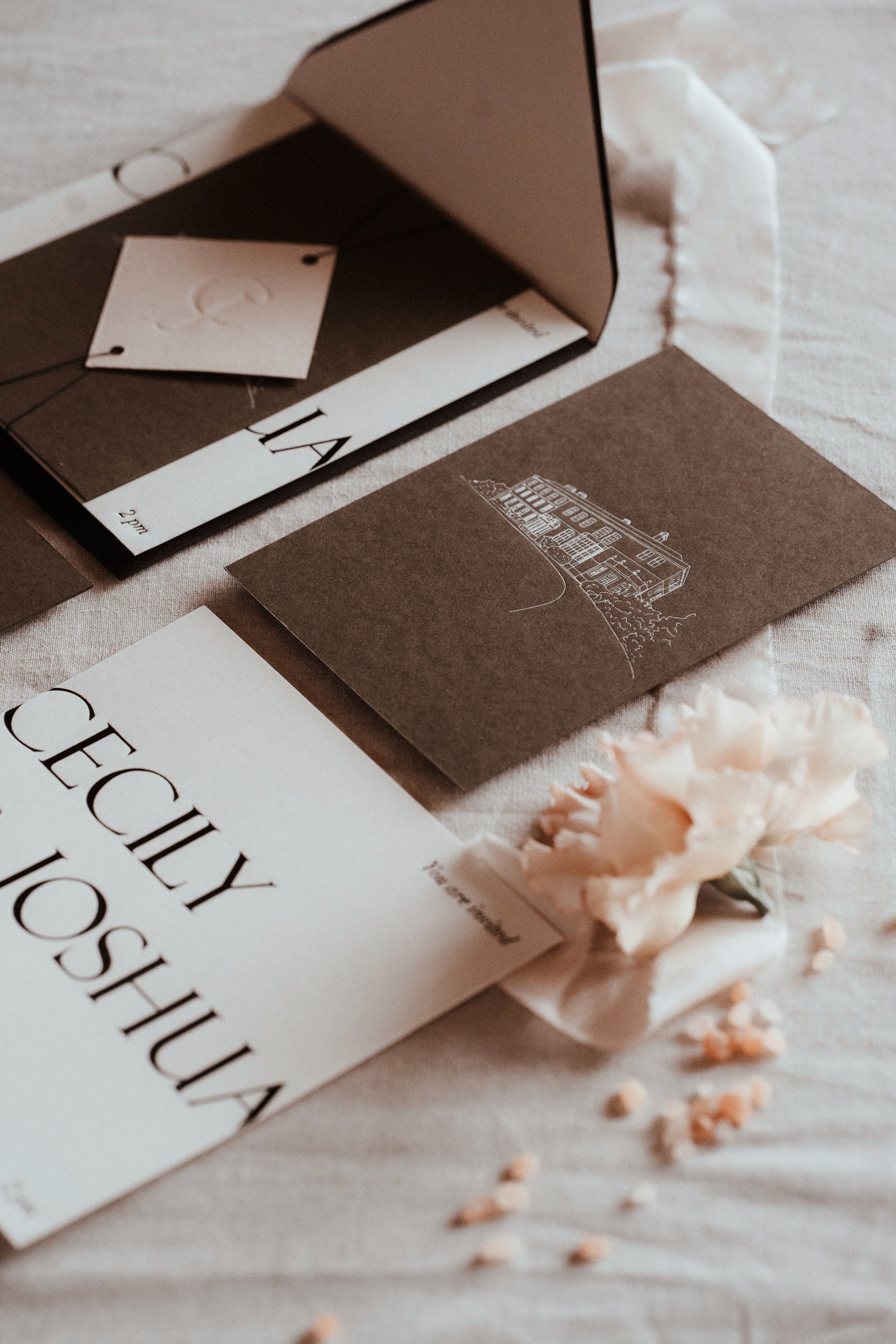eco wedding stationery using recycled materials for fine art wedding reception