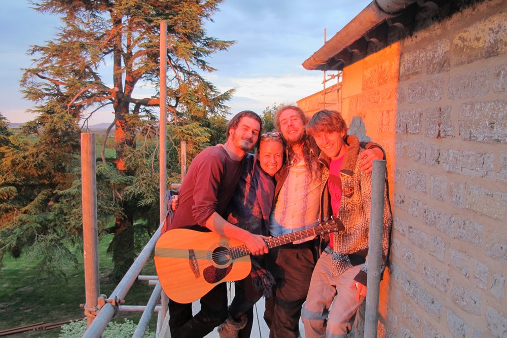 Simon Baring and Team E on the rooftops at mansion house elmore court then being turned into a wedding venue to open in 2013