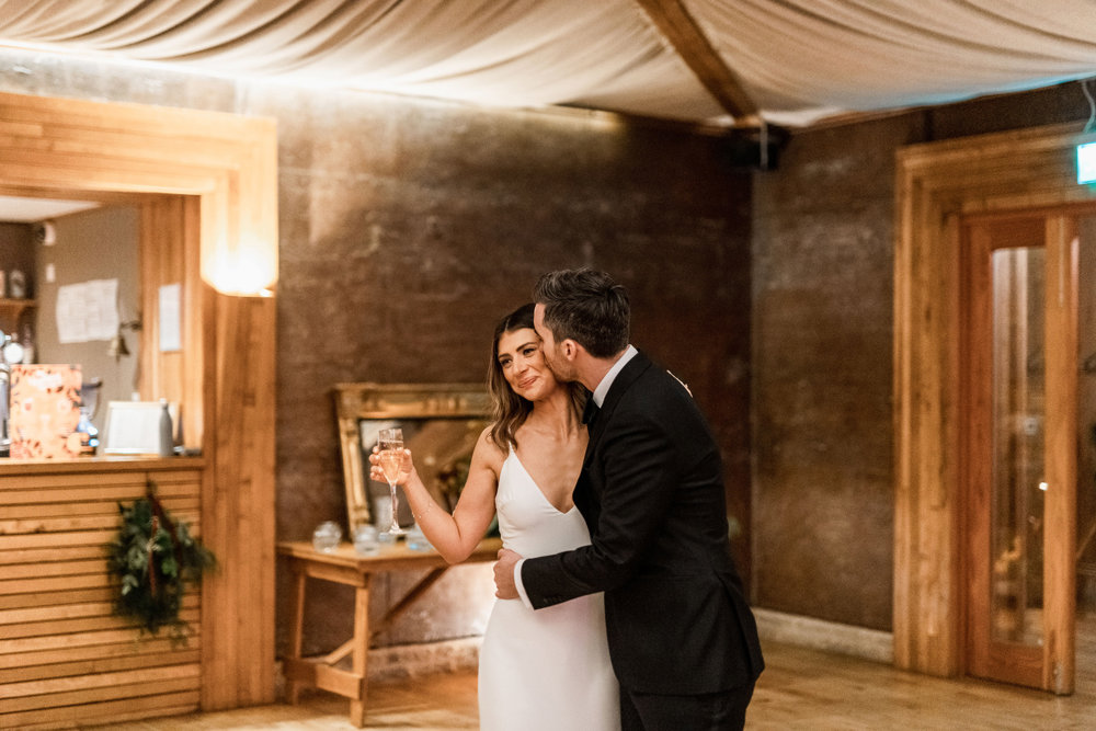 Post Christmas party wedding in black tie