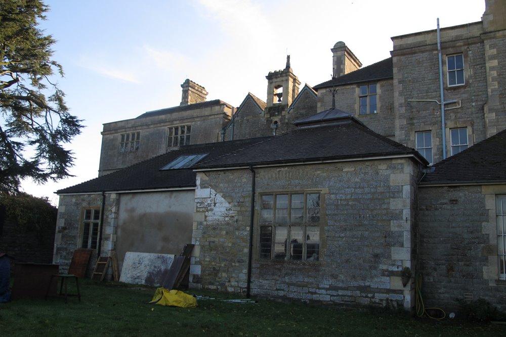 Mansion house elmore court amidst building works in the lead up to opening for wedding and events in 2013