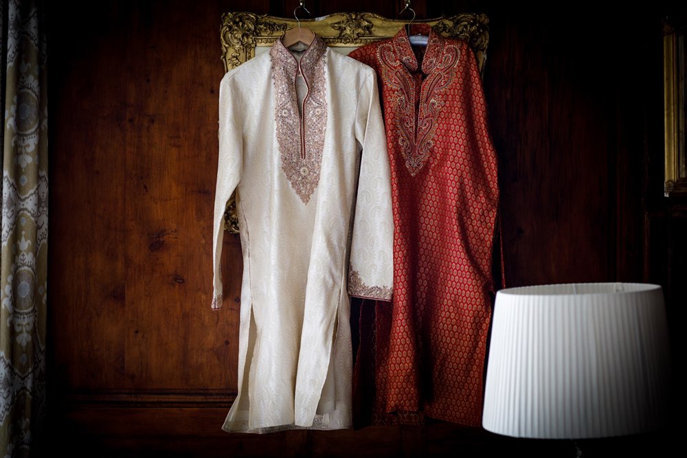 Two beautiful Indian wedding outfits for two lovely grooms at their same sex wedding