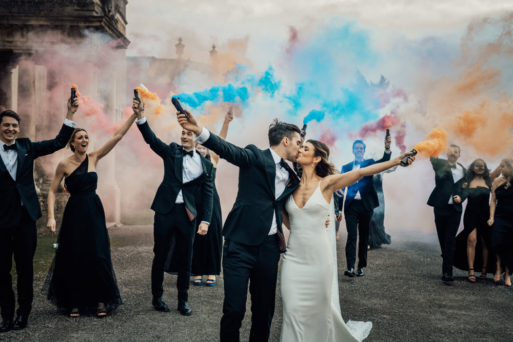 Post Christmas party wedding in black tie