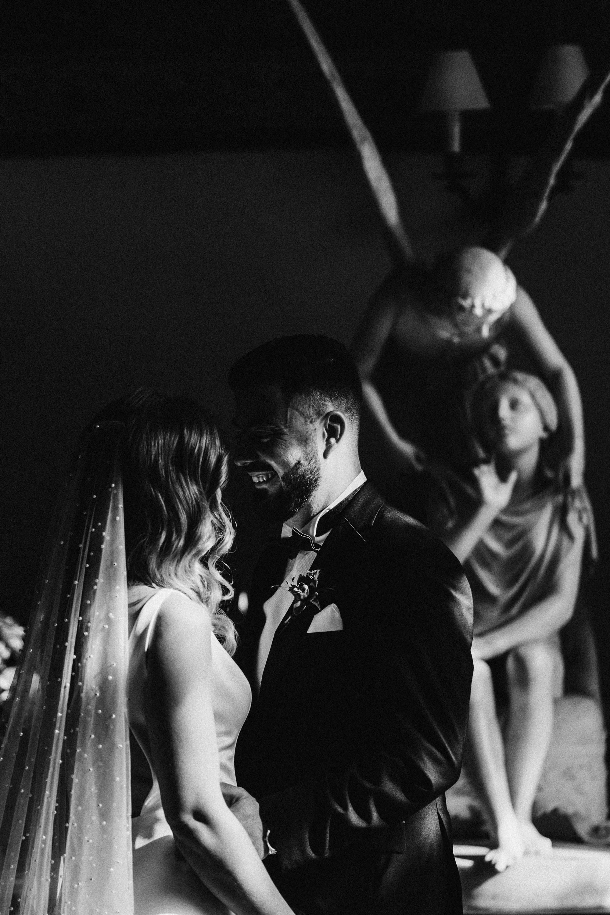 Dark and moody wedding ceremony at a country house in autumn