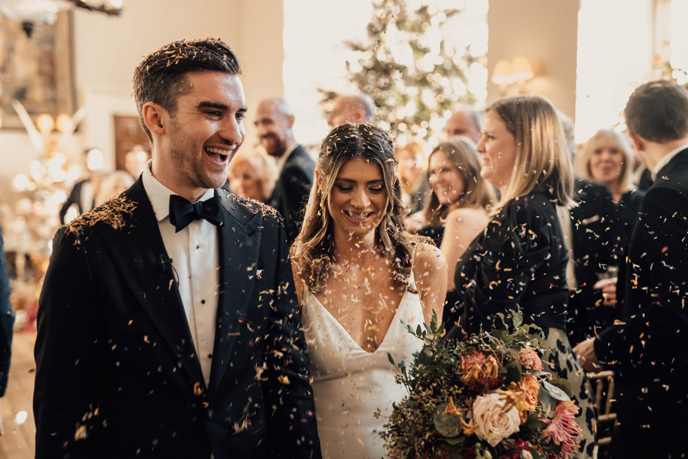 Post Christmas party wedding in black tie