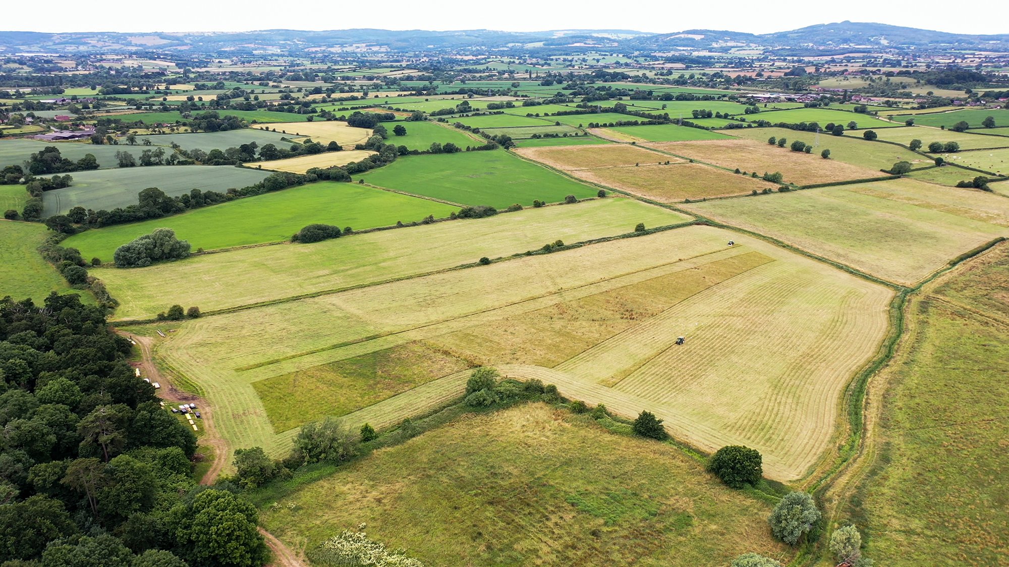 Ariel view showing a field that will be the home to a new wetland habitat in the Cotswolds
