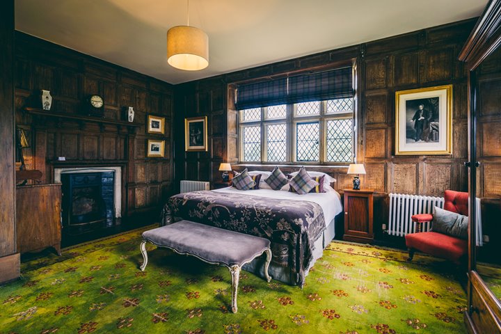 North Room at Elmore Court was Anselm Guise's bedroom. Now one of 16 bedrooms for wedding guest accommodation in the old house