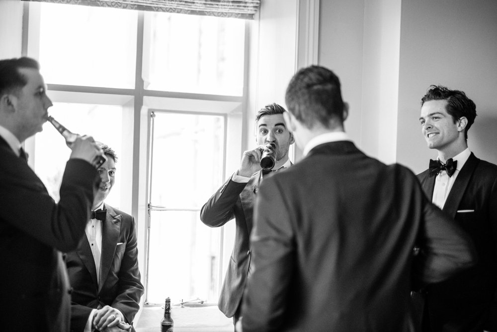 Post Christmas party wedding in black tie