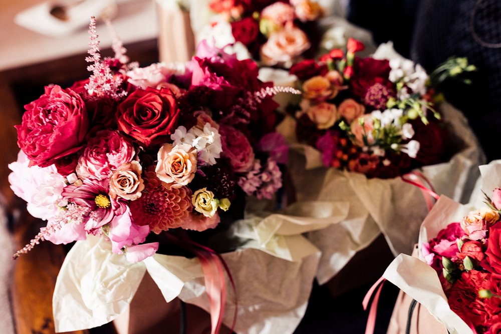 pink and red wedding flowers