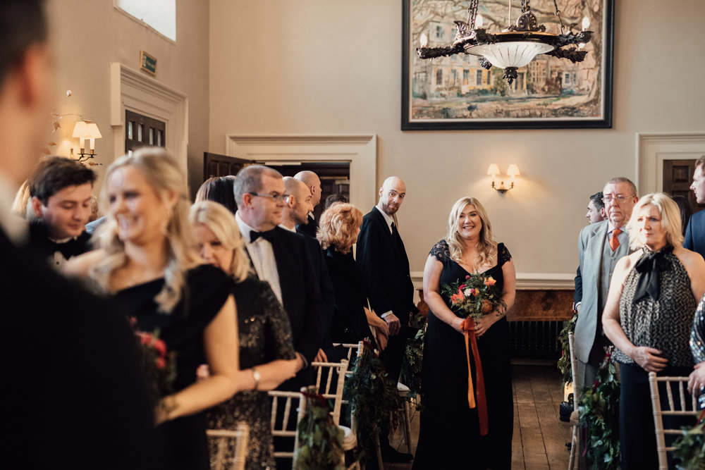Post Christmas party wedding in black tie