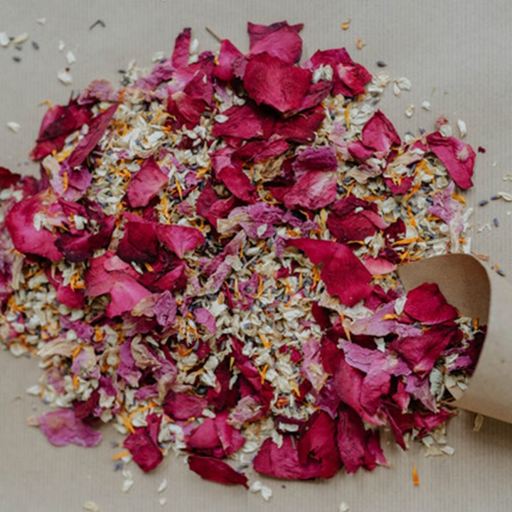 Natural rose petal confetti