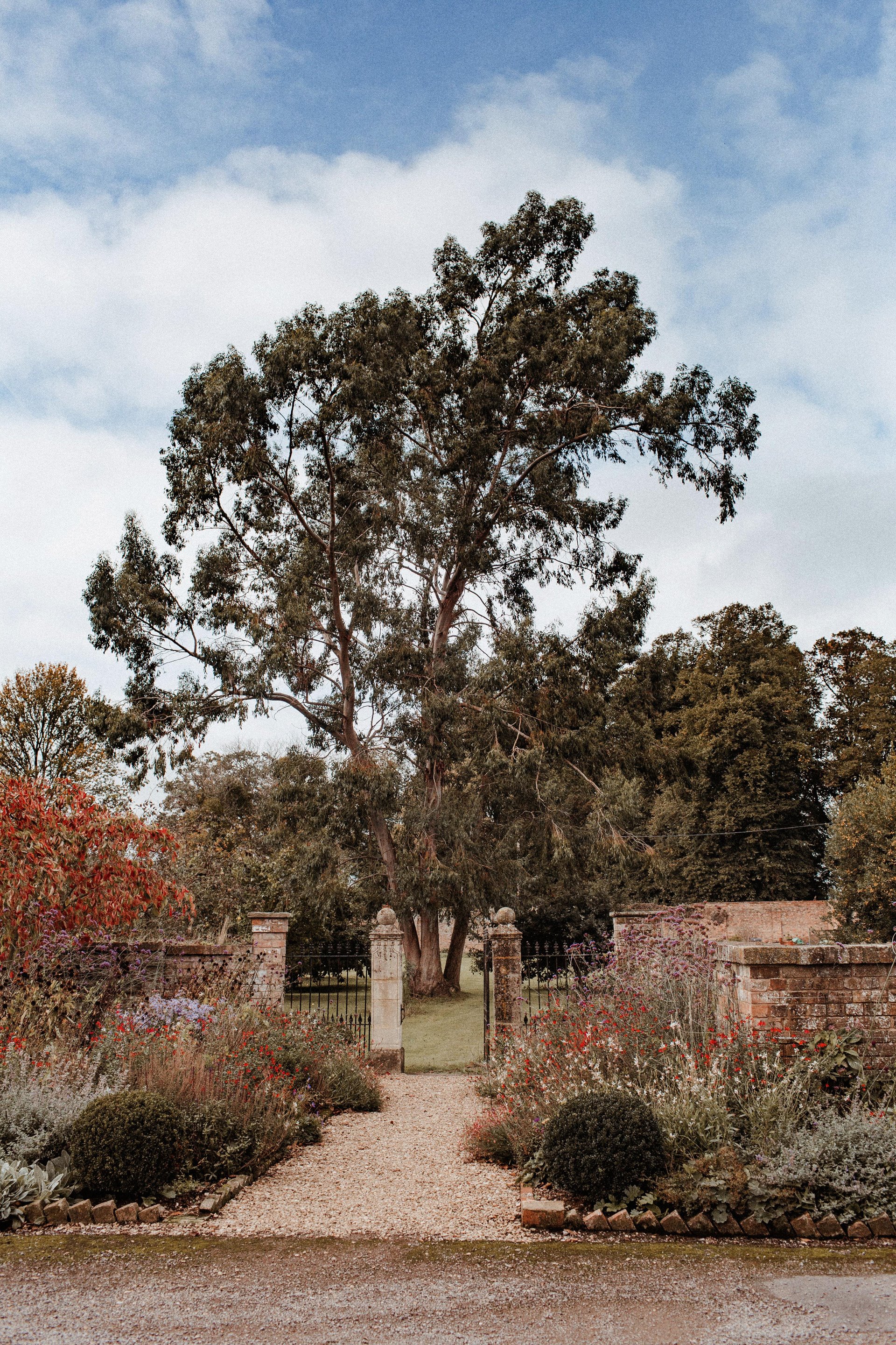 The walled garden at Elmore Court in the autumn