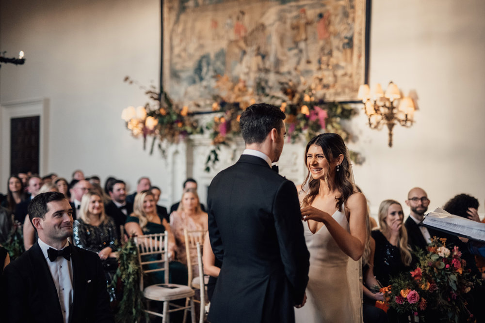 Post Christmas party wedding in black tie