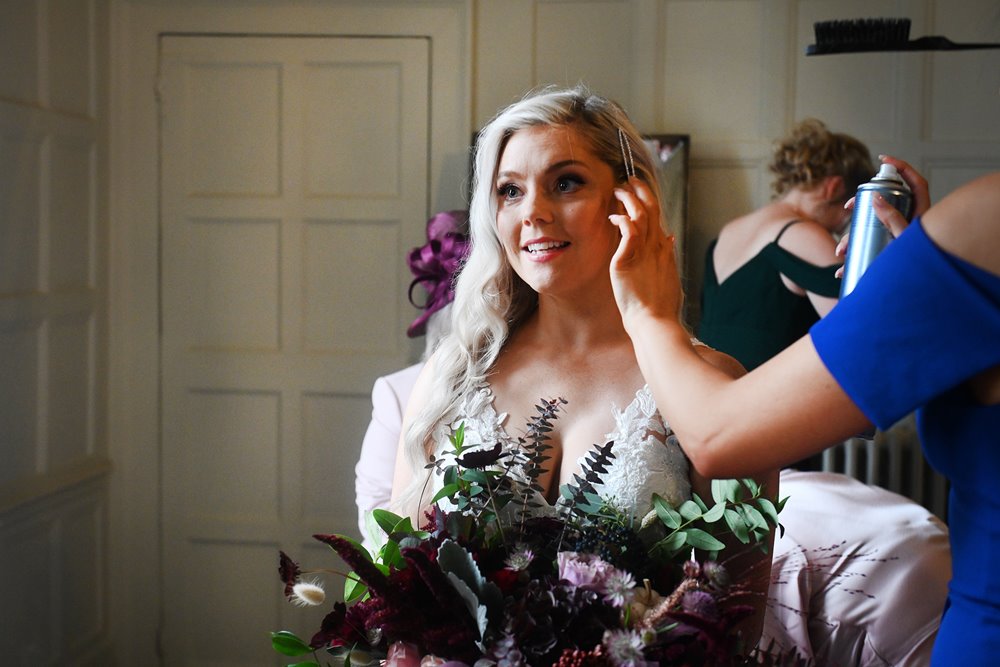 autumnal wedding morning bride getting ready