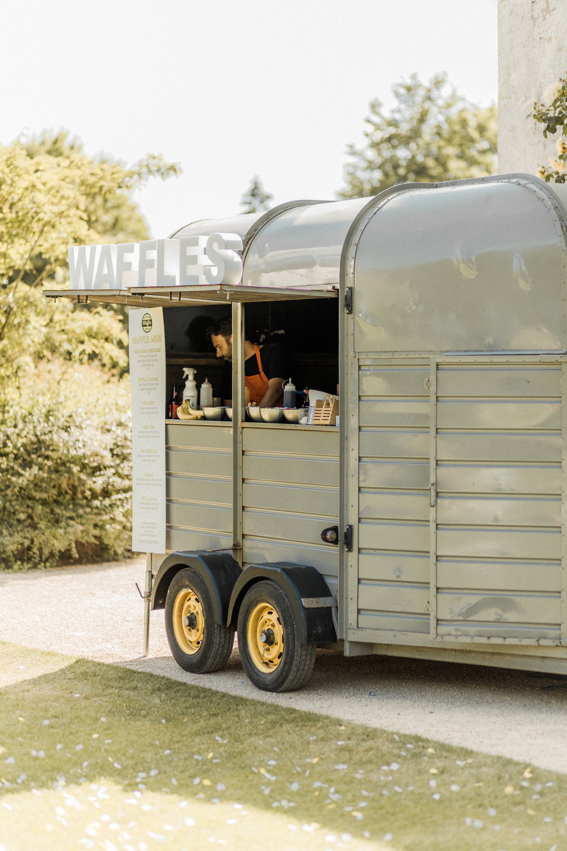 Outdoor wedding food ideas. Waffles from a truck