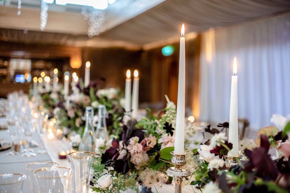Candlelit micro wedding dinner table