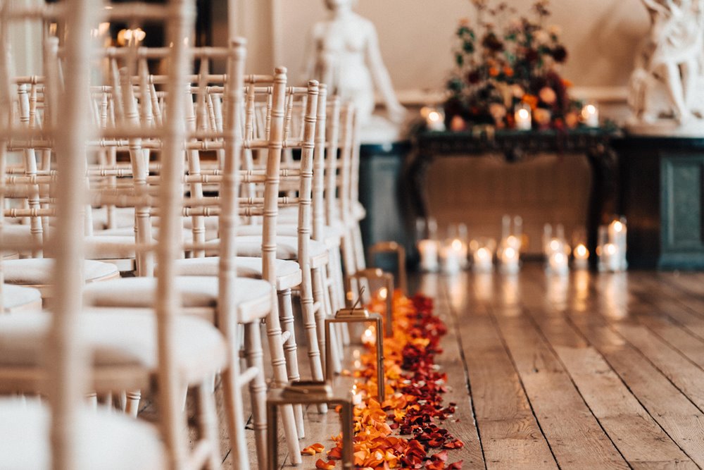 Black and red wedding theme for a rock music inspired wedding at elmore court