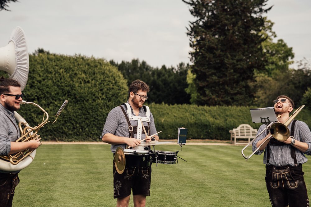 Festival band plays at wedding fair for wild wedding venue in Gloucestershire