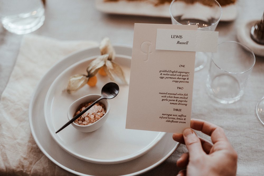 Editorial wedding table styling for a sustainable reception in the cotswolds