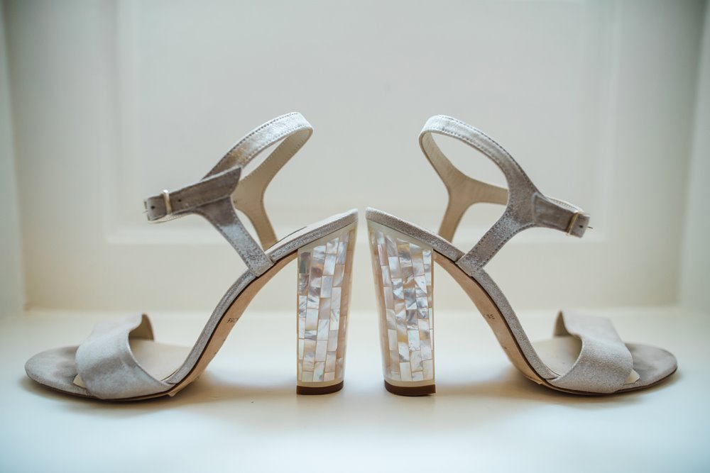 Beautiful wedding shoes with pearl heels