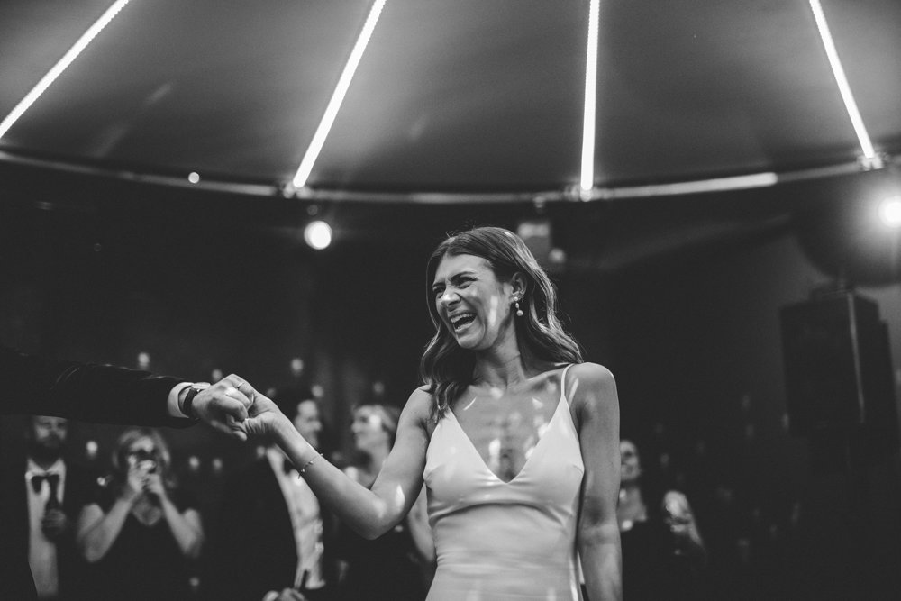 Post Christmas party wedding in black tie