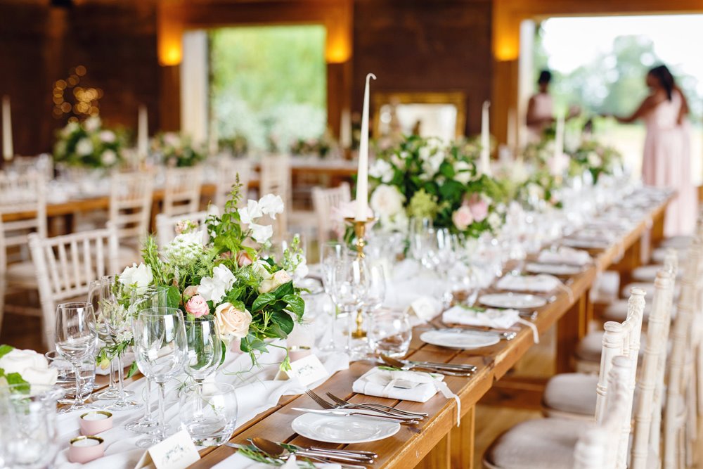 Neutral wedding table decor